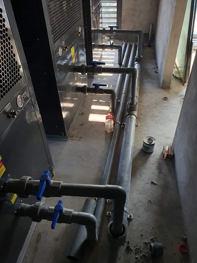 Thiết kế, lắp đặt máy Heatpump cho bể bơi 4 mùa Tòa tháp TSQ Thiên Niên Kỷ