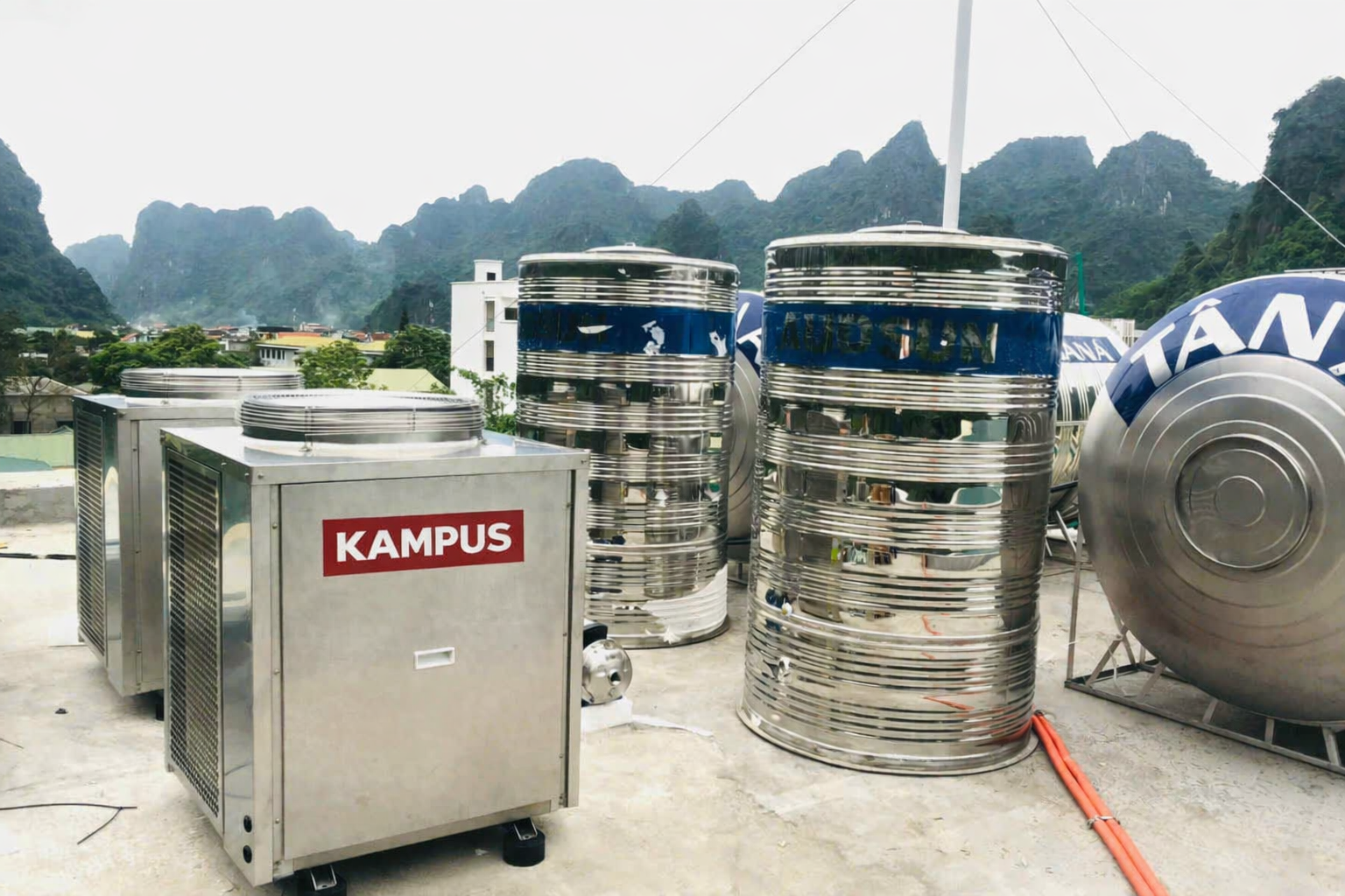 Cung cấp và lắp đặt hệ nước nóng trung tâm cụm công nghiệp Vân Đồn